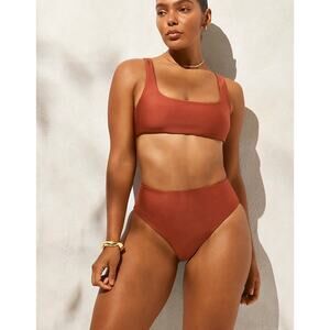 J Crew Hallie Bikini Bottom L Clay Red Rust NWT Classic Sculpt CI684 J.Crew